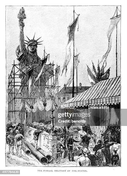 stockillustraties, clipart, cartoons en iconen met formal delivery of the statue of liberty - statue of liberty drawing