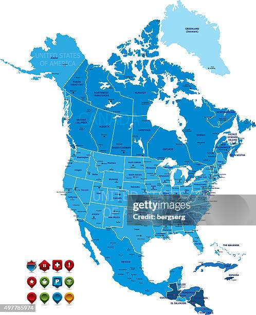 nordamerika-karte - kanada stock-grafiken, -clipart, -cartoons und -symbole