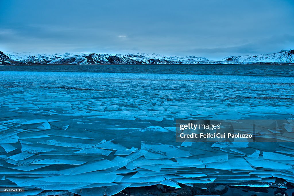 Frozen Estuary of Dyrholaey Iceland