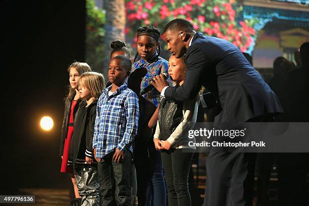 Jamie Foxx performs onstage at A+E Networks "Shining A Light" concert at The Shrine Auditorium on November 18, 2015 in Los Angeles, California.