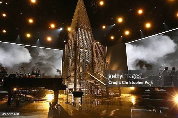 View of the stage at A+E Networks "Shining A Light" concert at The Shrine Auditorium on November 18, 2015 in Los Angeles, California.