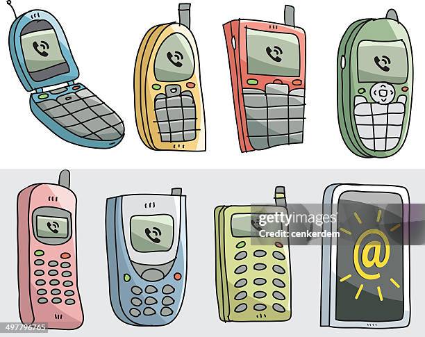 ilustraciones, imágenes clip art, dibujos animados e iconos de stock de bocetos old móviles o nueva - old telephone