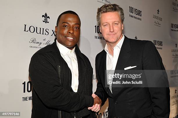 Rapper Won-G Bruny and Vice President Prestige Brands at Remy Cointreau USA Yves de Launay attend Louis XIII Celebration of "100 Years" The Movie You...