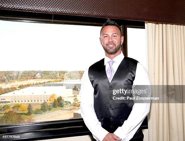 Groom Roger Mathews poses prior to the wedding of television personalities Jenni 'JWoww' Farley and Roger Mathews at Sheraton Edison Hotel Raritan...