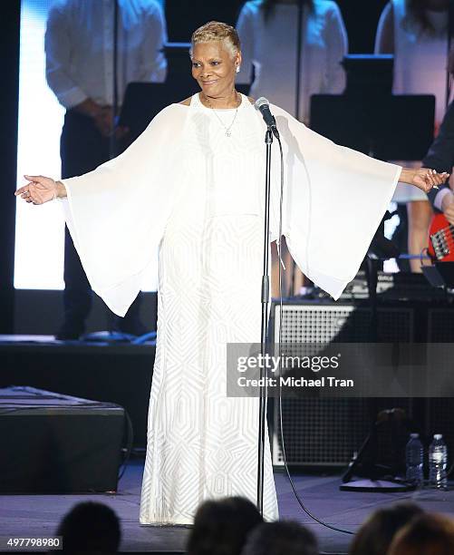 Dionne Warwick performs onstage during the 2015 Person of the Year honoring Roberto Carlos held at the Mandalay Bay Events Center on November 18,...