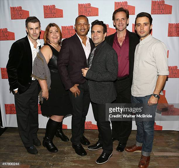 Matt McGrath, Ashlie Atkinson, Jerry Dixon, Mario Cantone, Malcolm Gets and Francisco Pryor Grant attend the Opening Night Party for the New Group...
