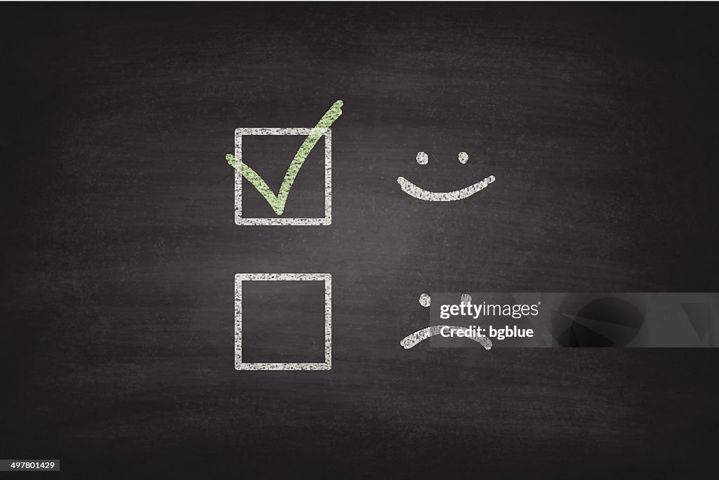 Smiley or Sad Checkboxes on Blackboard - Chalkboard