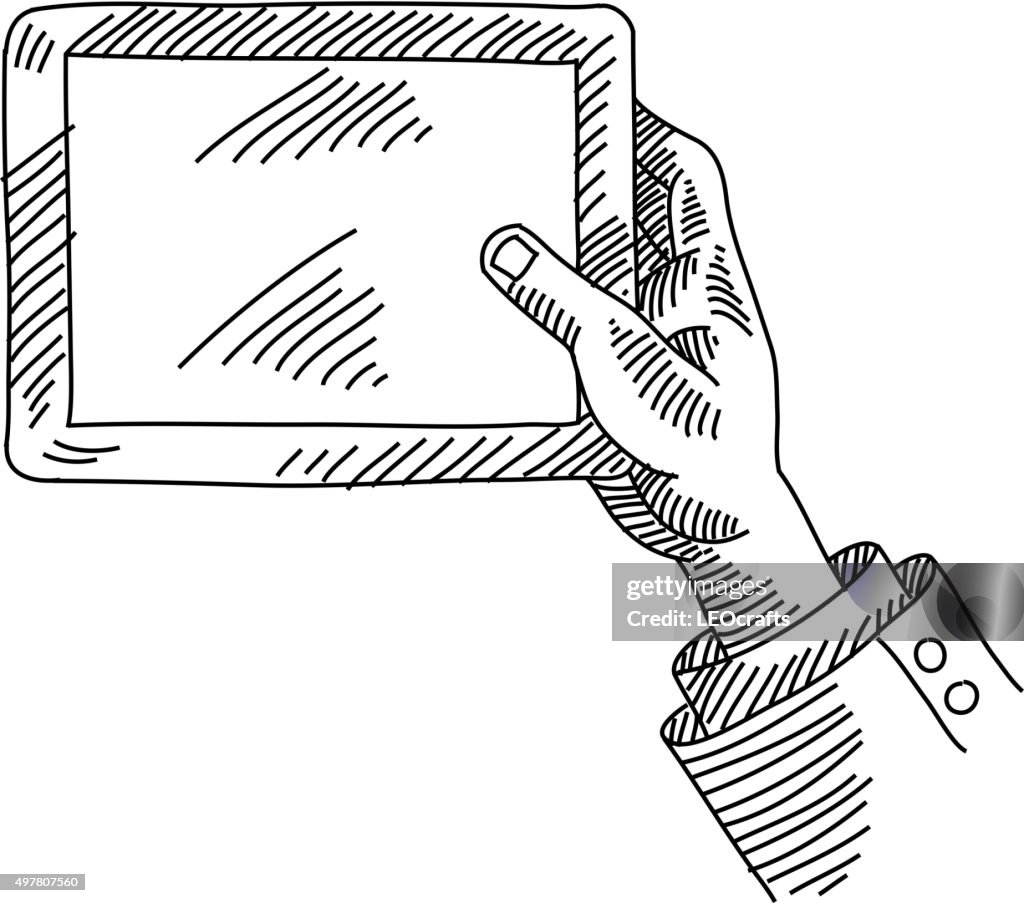 Hand Holding Tablet Drawing High-Res Vector Graphic Getty Images