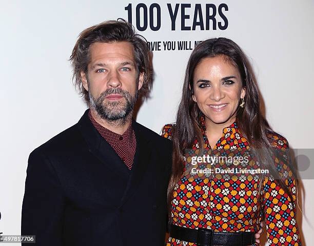 Artist Aaron Young and fashion entrepreneur Laure Heriard-Dubreuil attend LOUIS XIII toasts to "100 Years: The Movie You Will Never See" at the...