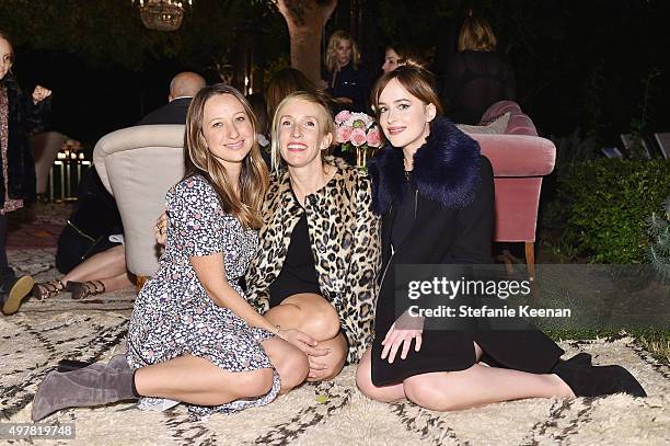 Designer Jennifer Meyer, filmmaker Sam Taylor-Johnson and actress Dakota Johnson attend Barneys New York, Jennifer Aniston, and Tobey Maguire host a...