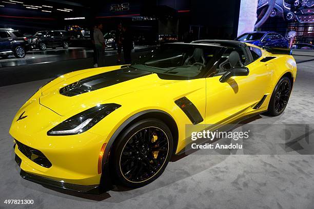 Chevrolet Corvette Z06 is seen during Auto show at the LA Convention center in Los angeles, USA on November 18, 2015.