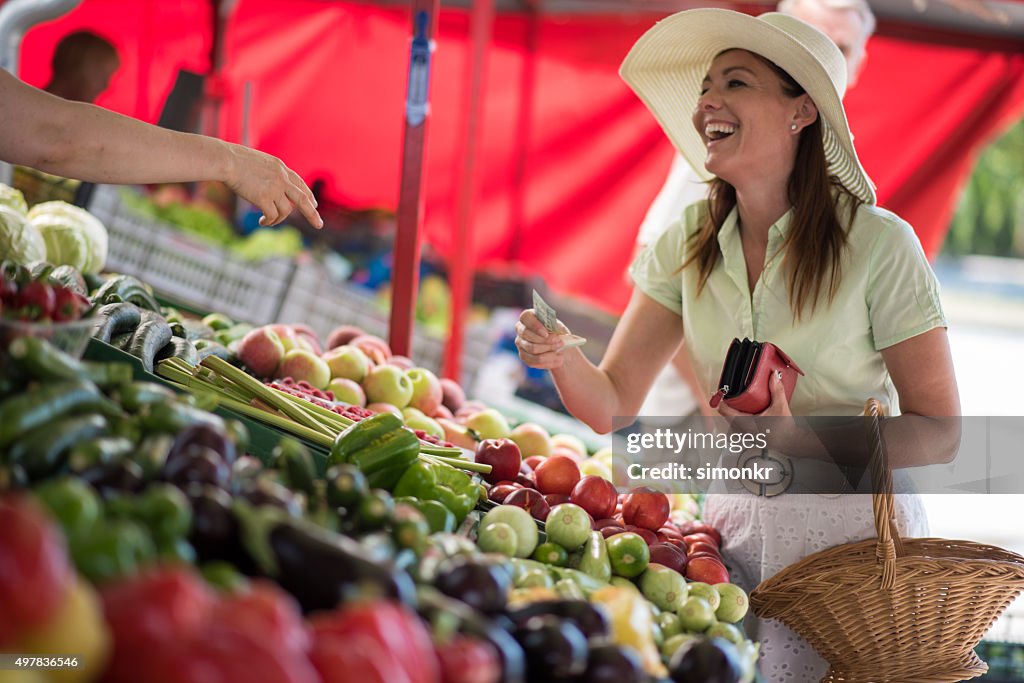 Shopping in vegetable market