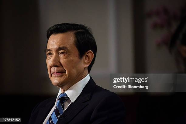 Ma Ying-jeou, Taiwan's president, listens during an interview at the presidential palace in Taipei, Taiwan, on Thursday, Nov. 19, 2015. Ma is seeking...