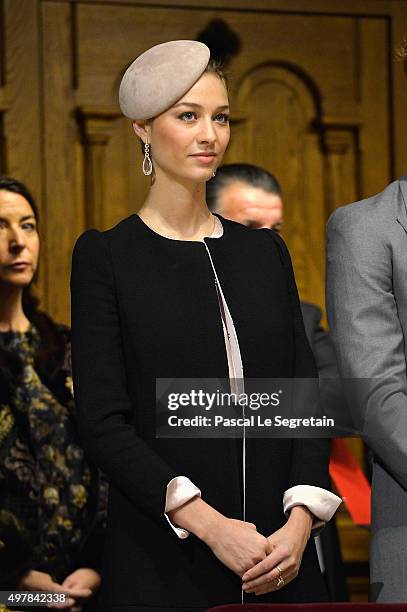 Beatrice Borromeo attends a mass at the Cathedral of Monaco during the official ceremonies during the Monaco National Day Celebrations on November...