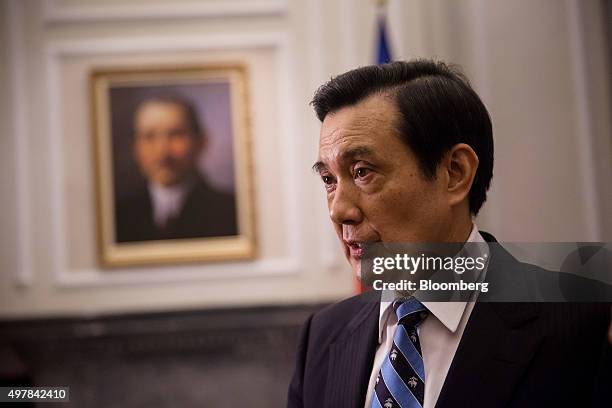 Ma Ying-jeou, Taiwan's president, speaks during an interview at the presidential palace in Taipei, Taiwan, on Thursday, Nov. 19, 2015. Ma is seeking...