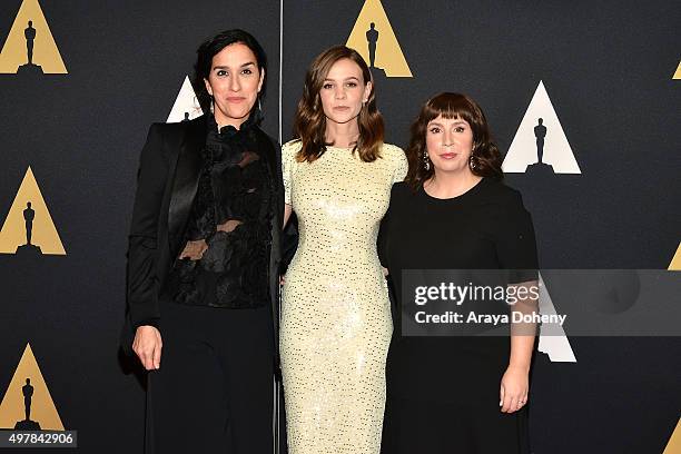 Abi Morgan, Carey Mulligan and Sarah Gavron attend the Academy of Motion Picture Arts and Sciences' 7th Annual Governors Awards at The Ray Dolby...