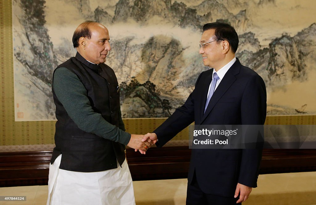 India's Minister of Home Affairs Singh speaks during a meeting with China's Premier Li at the Zhongnanhai Leadership Compound in Beijing