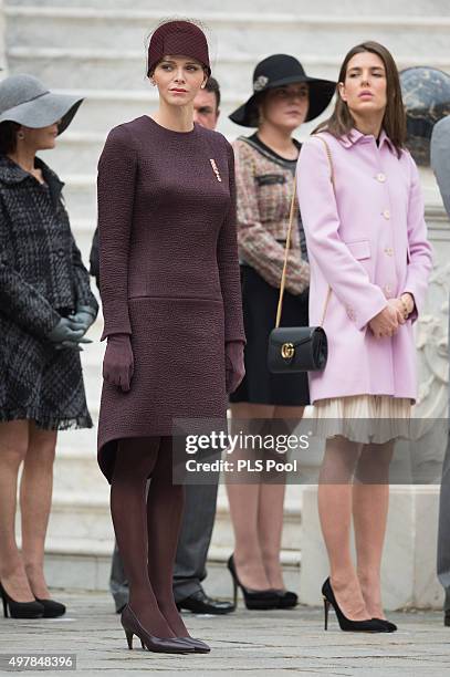 Princess Charlene of Monaco and Charlotte Casiraghi attend the Monaco National Day Celebrations on November 19, 2015 in Monaco, Monaco.