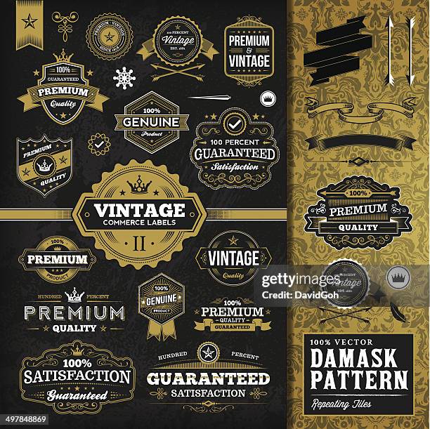 vintage chalkboard label set - antique shopping stock illustrations