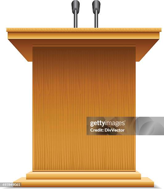 podium - microphone on empty stage stock illustrations