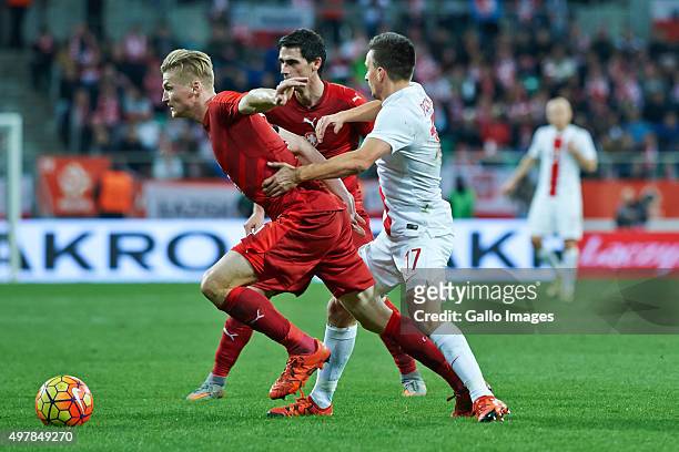 Vaclav Prochazka and Slawomir Peszko during the International friendly match between Poland and Czech Republic on November 17, 2015 at the Wroclaw...