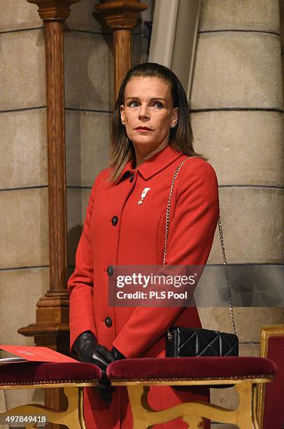 Princess Stephanie of Monaco attends a mass at the Cathedral of Monaco during the official ceremonies for the Monaco National Day Celebrations on...