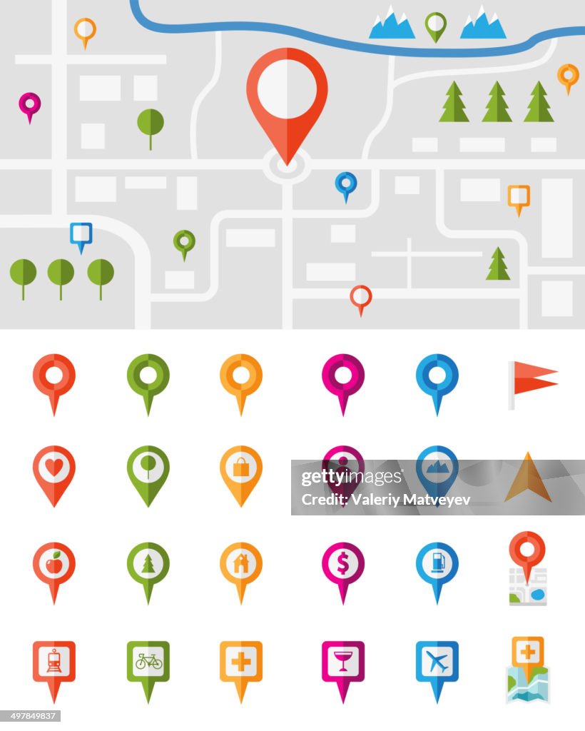 Pin Map City City Map With Pin Pointers High-Res Vector Graphic - Getty Images