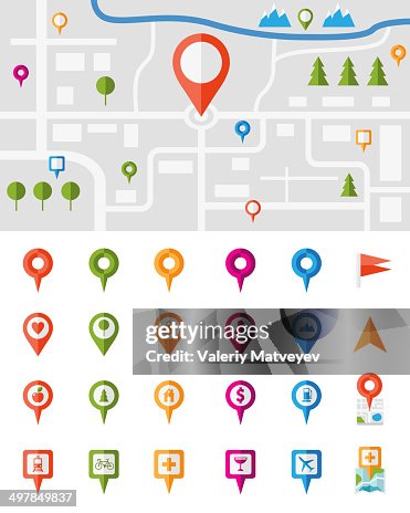 Pin Map City City Map With Pin Pointers High-Res Vector Graphic - Getty Images