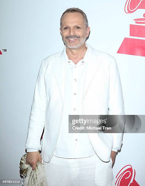 Miguel Bose arrives at the 2015 Person of the Year honoring Roberto Carlos held at the Mandalay Bay Events Center on November 18, 2015 in Las Vegas,...