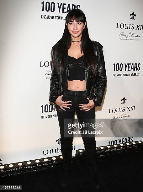 Jackie Cruz attends Louis XIII Celebration of '100 Years' The Movie You Will Never See, starring John Malkovich at a private residence on November...