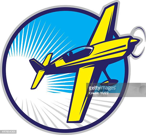 bildbanksillustrationer, clip art samt tecknat material och ikoner med propeller plane in sky - propeller airplane