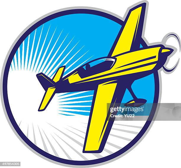propeller plane in sky - small plane vector stock illustrations
