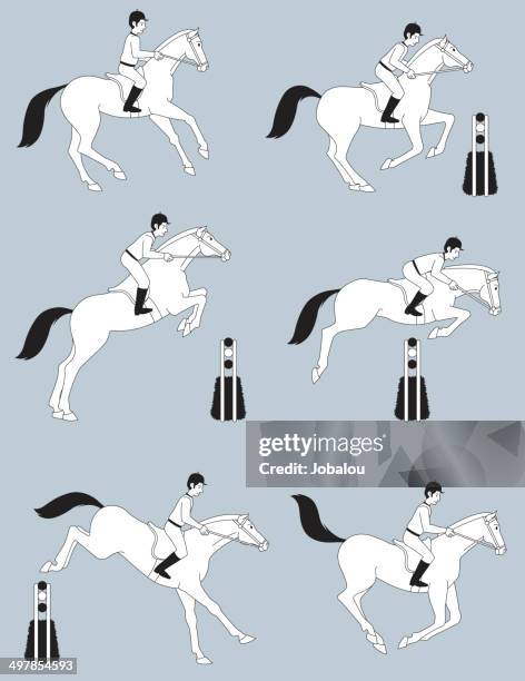 horsemanship jumping horse - jockey isolated stock illustrations