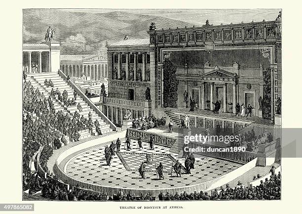 bildbanksillustrationer, clip art samt tecknat material och ikoner med ancient greece - theatre of dionysus, athens - classical greek