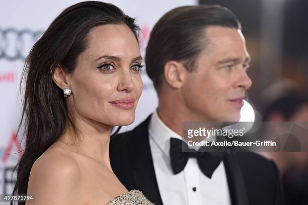 Actors Angelina Jolie and Brad Pitt arrive at the AFI FEST 2015 presented by Audi Opening Night Gala Premiere of Universal Pictures' 'By The Sea' at...