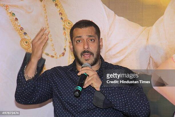 Bollywood actor Salman Khan during the press conference organised to thank the audience for the love and support they have shown for the film Prem...