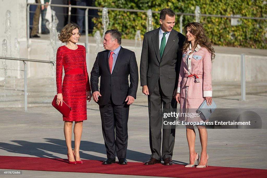 Spanish Royals Receive Jordan Royals at Madrid Airport