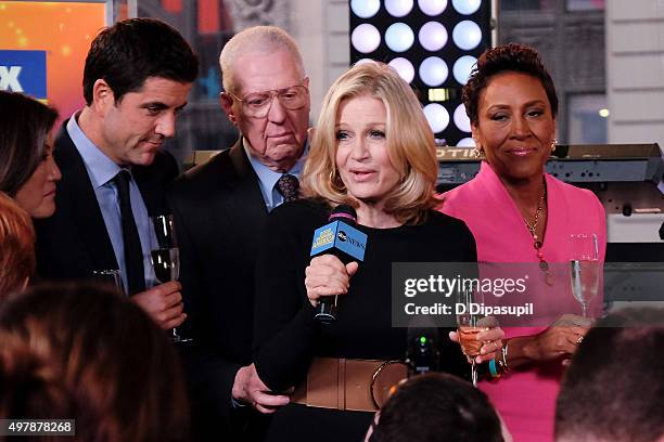 Josh Elliott, David Hartman, Diane Sawyer, and Robin Roberts attend "Good Morning America's" 40th Anniversary at GMA Studios on November 19, 2015 in...