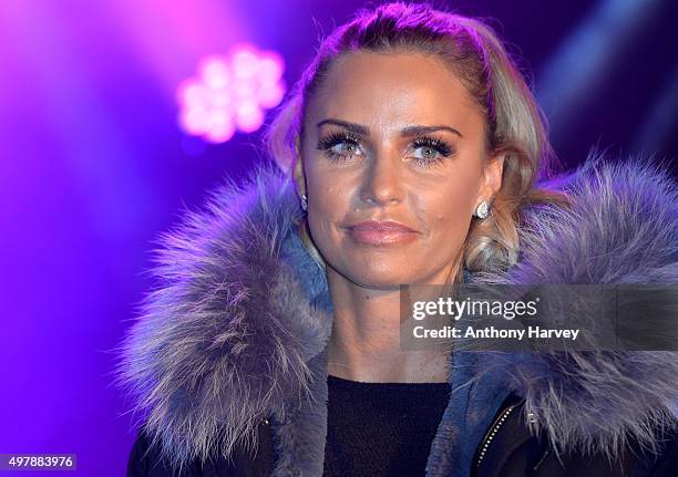 As Katie Price switches on the Woking Shopping Christmas Lights at on November 19, 2015 in Woking, England.