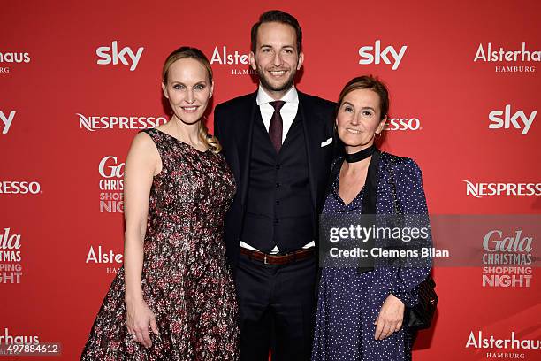 Anne Meyer-Minnemann of Gala, Timo Weber of Alsterhaus and Petra Fladenhofer of KaDeWe attend GALA Christmas Shopping Night 2015 at Alsterhaus on...