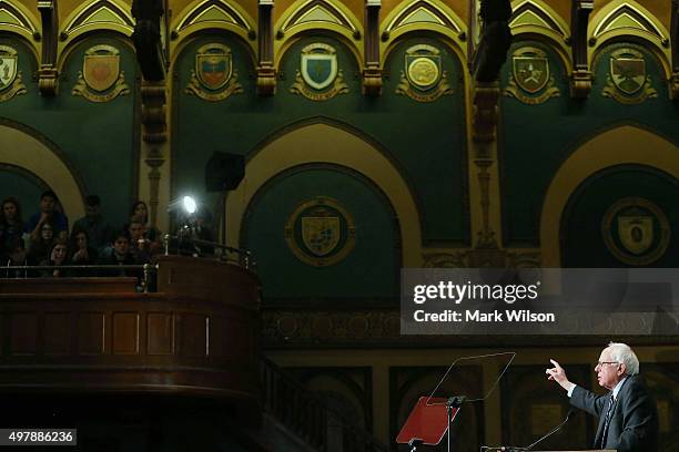 Democratic Presidential candidate Sen. Bernie Sanders speaks about democratic socialism at Georgetown University November 19, 2015 in Washington, DC....