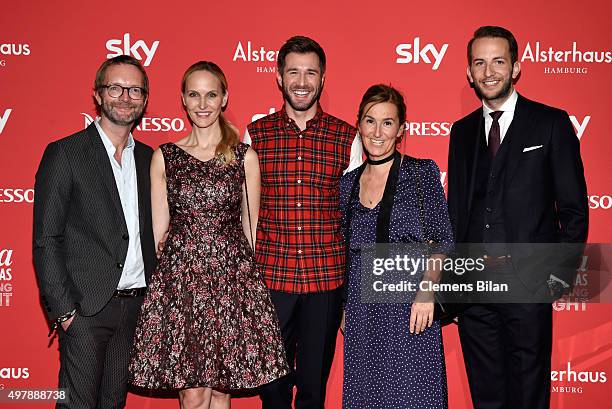 Marcus Luft of Gala, Anne Meyer-Minnemann of Gala, Jochen Schropp Petra Fladenhofer of KaDeWe and Timo Weber of Alsterhaus attend GALA Christmas...