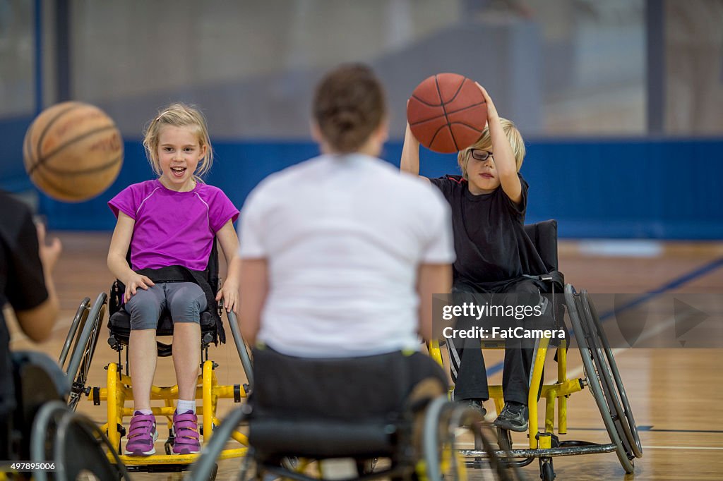 Handicap People Dribbling a Basketball