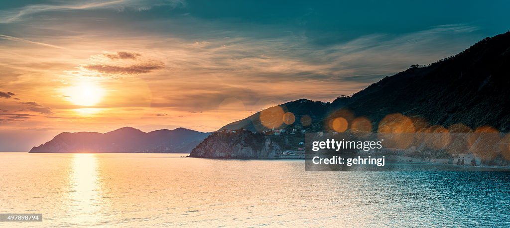 Beautiful sunset in Liguria, Italy