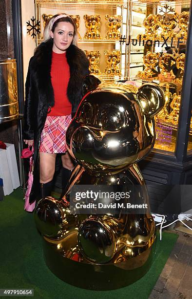 Louby McLoughlin attends the Mount Street Christmas Lights switch on hosted by Linda Farrow featuring the launch of Julian The Bear, the Linda Farrow...