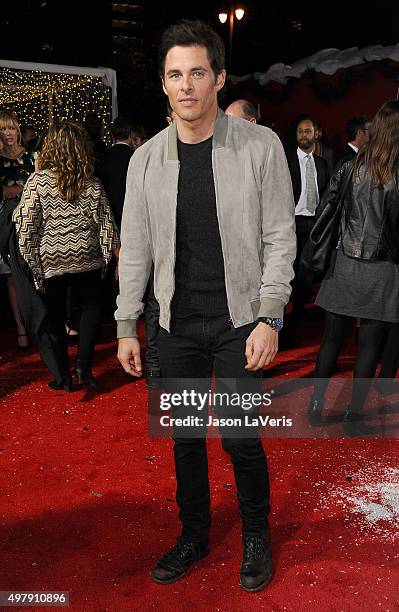 Actor James Marsden attends the premiere of "The Night Before" at The Theatre At The Ace Hotel on November 18, 2015 in Los Angeles, California.