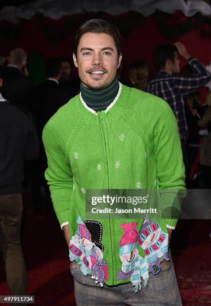 Actor Josh Henderson and actress Ali Gallego arrive for the Premiere Of Columbia Pictures' 'The Night Before' held at The Theatre At The Ace Hotel on...