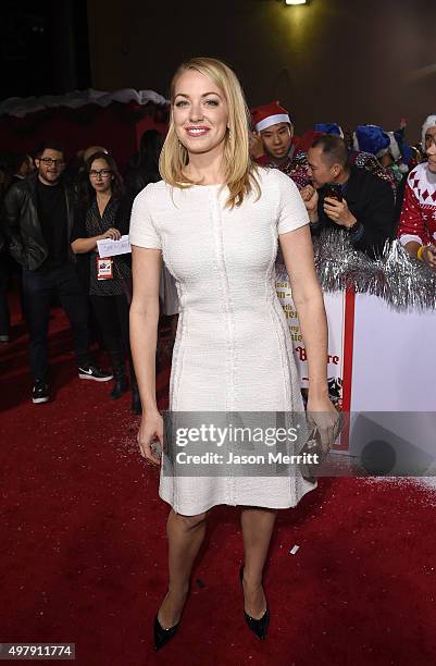 Actress Sara Lindsey arrives for the Premiere Of Columbia Pictures' 'The Night Before' held at The Theatre At The Ace Hotel on November 18, 2015 in...