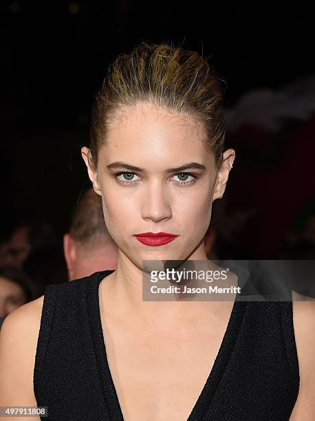Model Cody Horn arrives for the Premiere Of Columbia Pictures' 'The Night Before' held at The Theatre At The Ace Hotel on November 18, 2015 in Los...