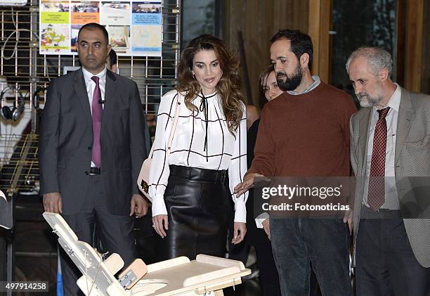 Queen Rania of Jordan visits the Prado Media Lab Center on November 19, 2015 in Madrid, Spain